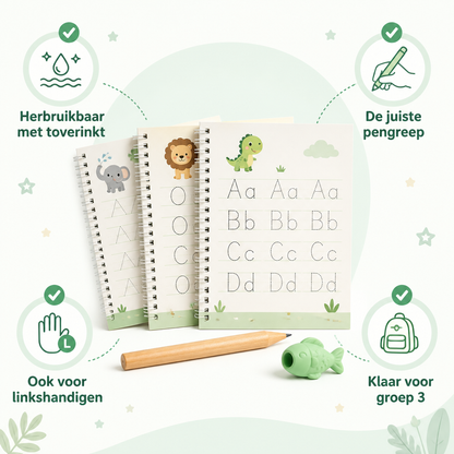 ToverSchrift™ – Herbruikbare Oefenschriftjes met Toverinkt (5-delige set)