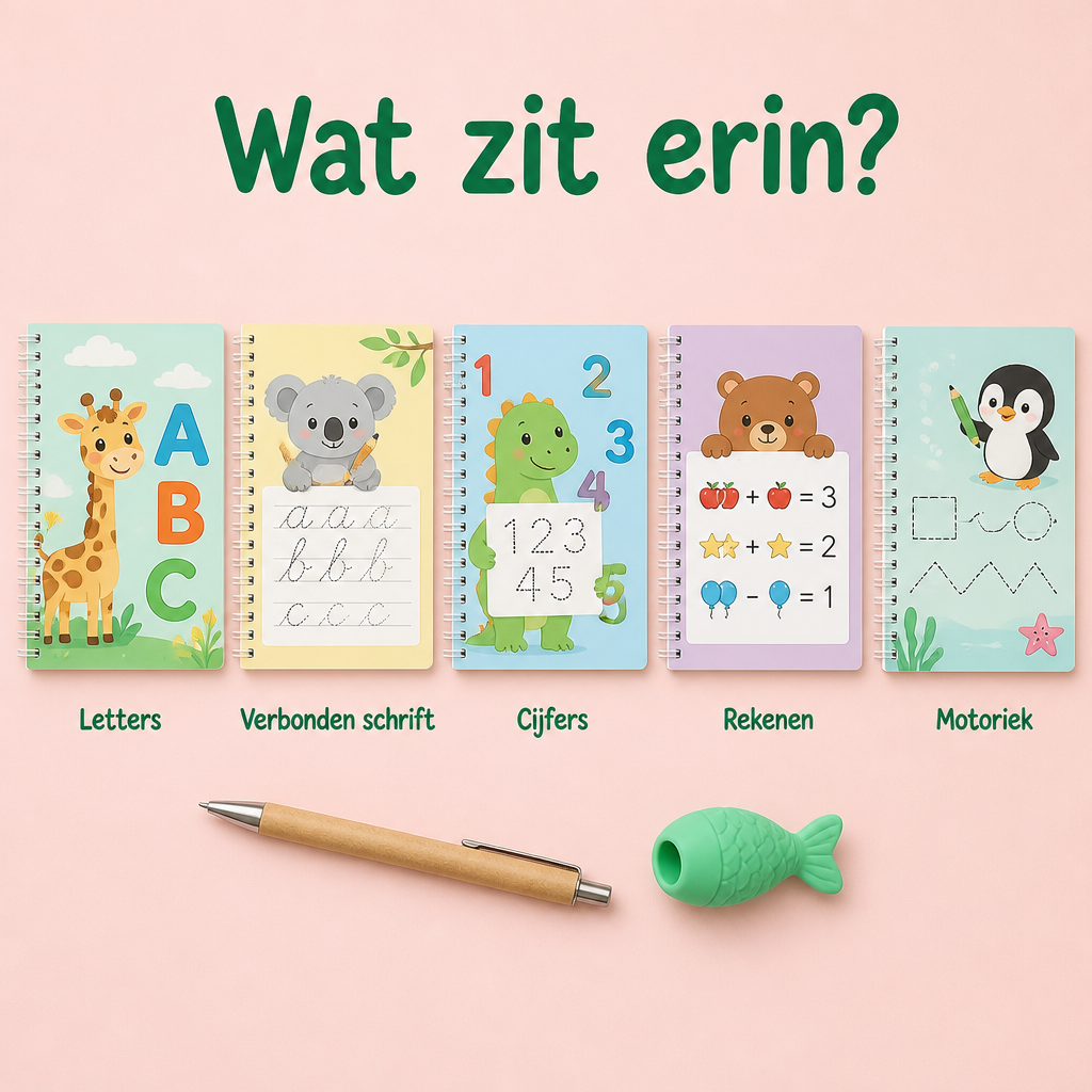 ToverSchrift™ – Herbruikbare Oefenschriftjes met Toverinkt (5-delige set)