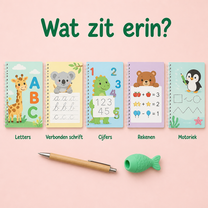 ToverSchrift™ – Herbruikbare Oefenschriftjes met Toverinkt (5-delige set)