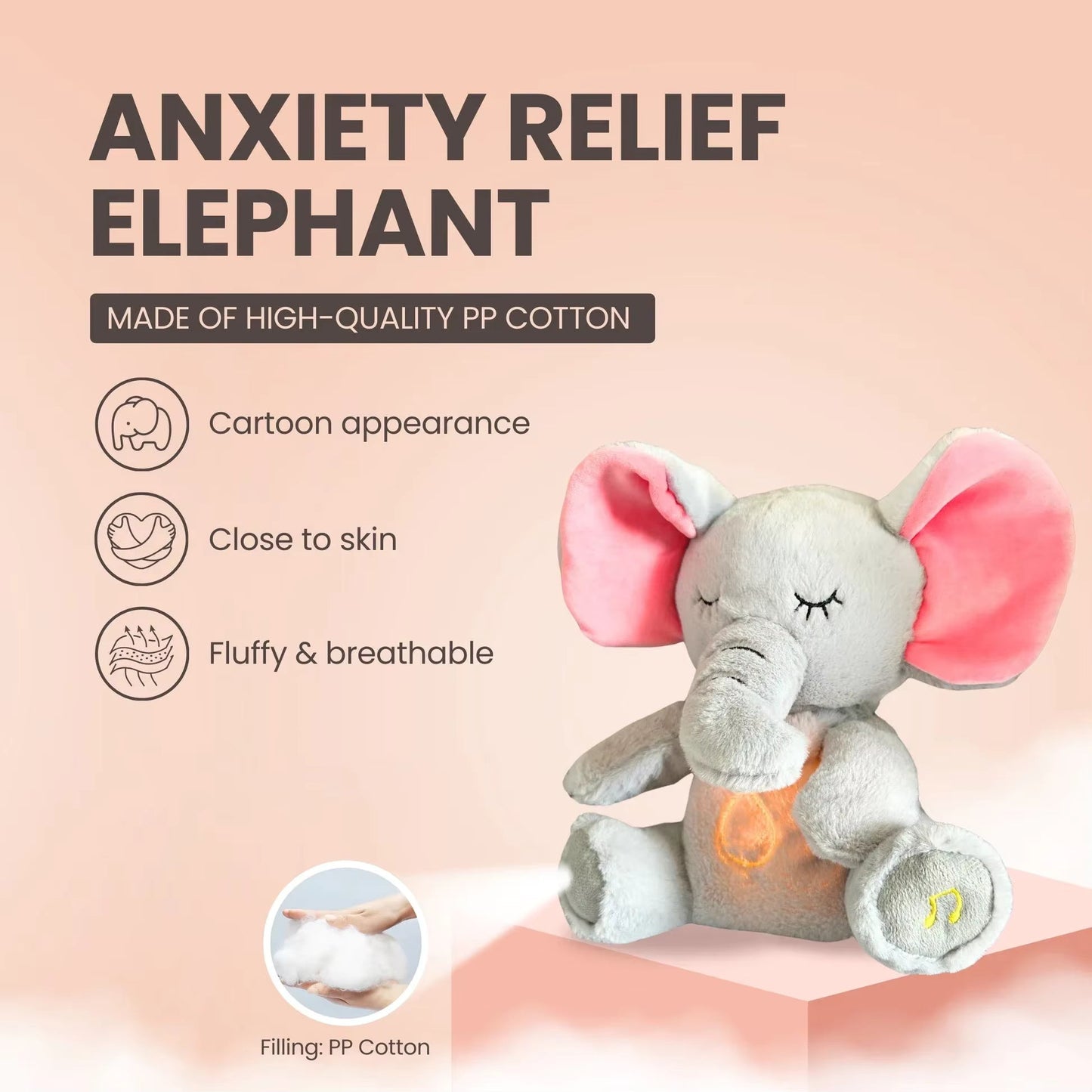 Slaapmaatje Olifant – Knuffel, Licht & Rust in Eén
