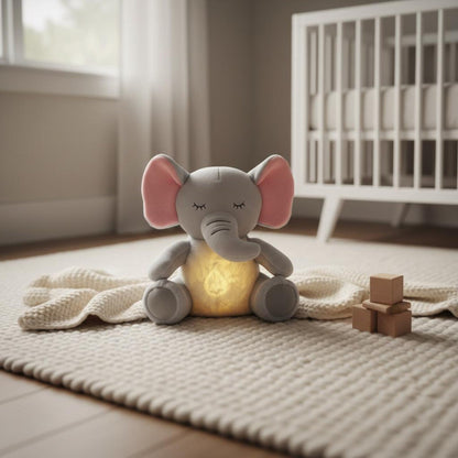Slaapmaatje Olifant – Knuffel, Licht & Rust in Eén